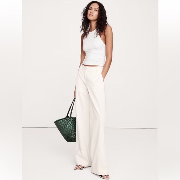 Banana Republic Pants - NWT! Banana Republic Cream White The Everyday Wide-Leg Linen Pant -713516 🩷